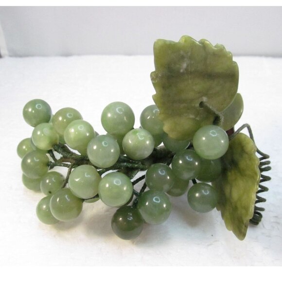 Amethyst and Green Aventurine Stone Grape Clusters with Leaves Set of 2 - Picture 7 of 16